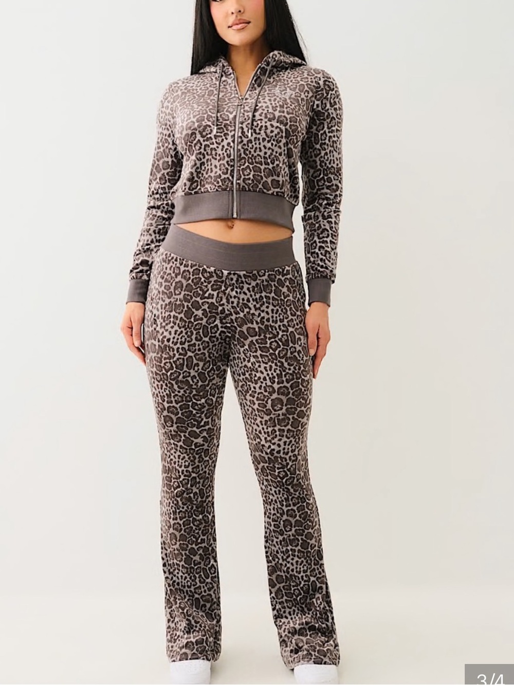 True Religion Taupe Leopard Flared Pants